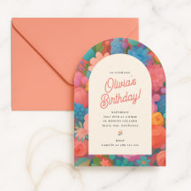 Retro-Boho-Blumenparty-Einladung