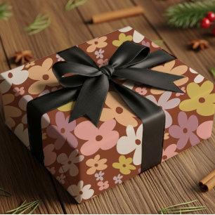 Retro-Boho-Blumenpower-Muster Geschenkpapier
