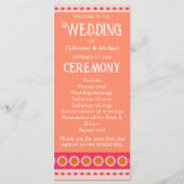 Retro Boho Blumenrosa und orange farbige Hochzeit Programm (Vorderseite)