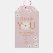 Retro Boho Blush Pink Daisy Vielen Dank Geschenkanhänger (Vorderseite)