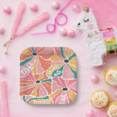 Retro-Boho Blutfall in Liebe Pappteller (Party)