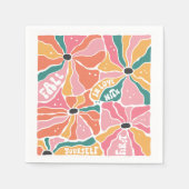 Retro-Boho Blutfall in Liebe Serviette (Vorderseite)