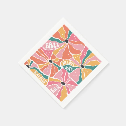 Retro-Boho Blutfall in Liebe Serviette (Ecke)