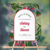 Retro-Boho-Bogen, Folklore-Blume willkommen Hochze Acrylschild (Neutral)