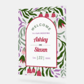 Retro-Boho-Bogen, Folklore-Blume willkommen Hochze Acrylschild (Winkel)