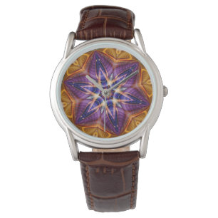 Retro Boho Boheme Hippie Trippy Rosette Mandala Armbanduhr
