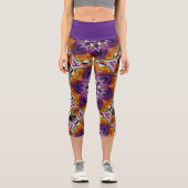 Retro Boho Bohemisch Hippie Trippy Rosette Mandala Capri Leggings (Vorderseite)