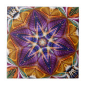 Retro Boho Bohemisch Hippie Trippy Rosette Mandala Fliese (Vorderseite)