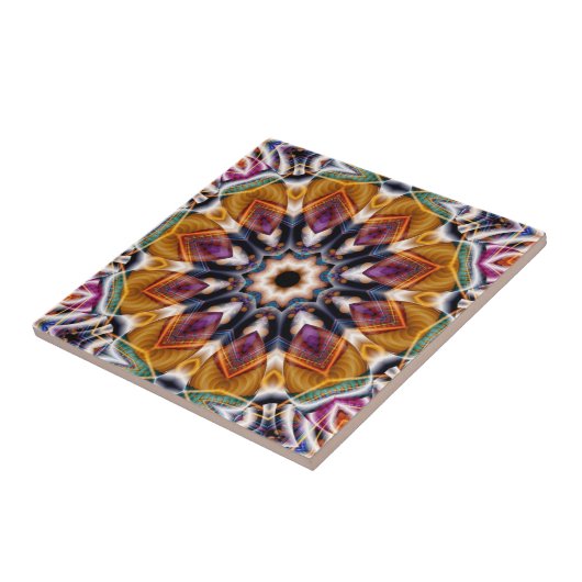 Retro Boho Bohemisch Hippie Trippy Rosette Mandala Fliese (Seite)