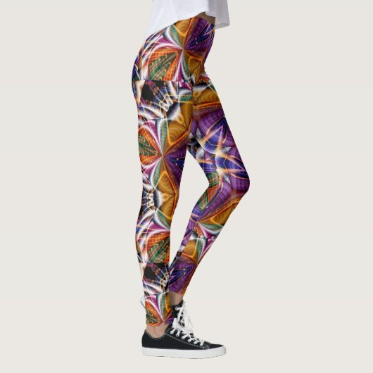 Retro Boho Bohemisch Hippie Trippy Rosette Mandala Leggings (Rechts)