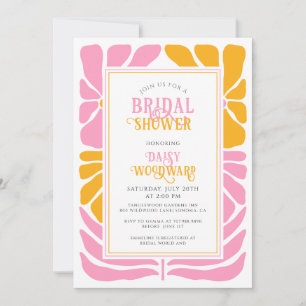 Retro Boho Bold Floral Bridal DuscheEinladung Einladung