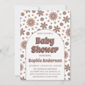 Retro Boho Brown Arch Daisy Floral Baby Shower Einladung (Vorderseite)