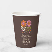 Retro Boho Brown Blume Groovy Babydusche nach Maß Pappbecher (Rückseite)