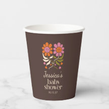 Retro Boho Brown Blume Groovy Babydusche nach Maß