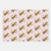 Retro Boho Brüllender Tiger Orange Pink Geschenkpapier Set (Vorderseite)