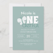 Retro Boho Butterfly 1. Geburtstag Dusty Blue Einladung (Vorderseite)