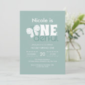 Retro Boho Butterfly 1. Geburtstag Dusty Blue Einladung (Stehend Vorderseite)