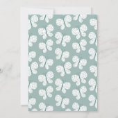 Retro Boho Butterfly 1. Geburtstag Dusty Blue Einladung (Rückseite)