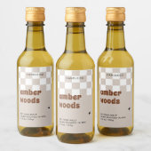 Retro Boho Checkered Sojabaum Melt Weinetikett (Flaschen)