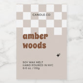 Retro Boho Checkered Sojabaum Melt Weinetikett (Einzelnes Label)