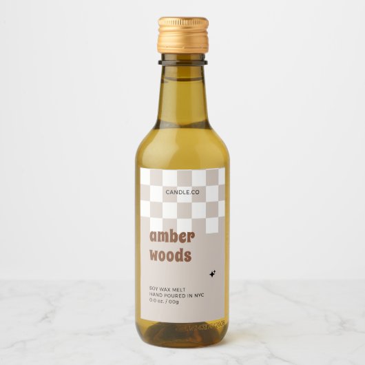 Retro Boho Checkered Sojabaum Melt Weinetikett (Vorderseite)