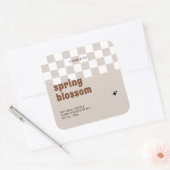 Retro Boho Checkered Soy Candle Jar Label Quadratischer Aufkleber (Umschlag)