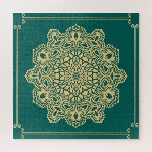 Retro Boho Chic Bohemisch Hippie Rosette Mandala Puzzle (Horizontal)