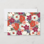 Retro Boho Chic Florales Burgunder Hochzeit RSVP (Rückseite)