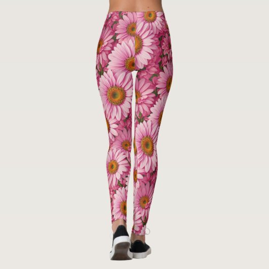 Retro-boho chic rosa blumengeschmückte Blume Leggings (Rückseite)