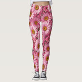 Retro-boho chic rosa blumengeschmückte Blume Leggings (Vorderseite)