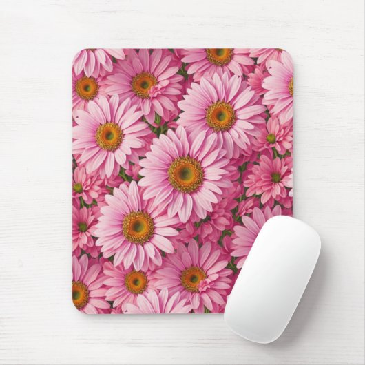 Retro-boho chic rosa blumengeschmückte Blume Mousepad (Mit Mouse)