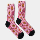 Retro-boho chic rosa blumengeschmückte Blume Socken (Rechts)