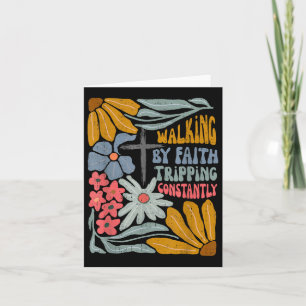 Retro Boho Christlich zu Fuß durch Faith Tripping Karte