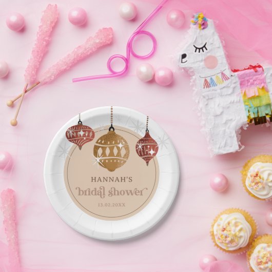 Retro Boho Christmas Bauble Ornament Brautparty Pappteller (Party)