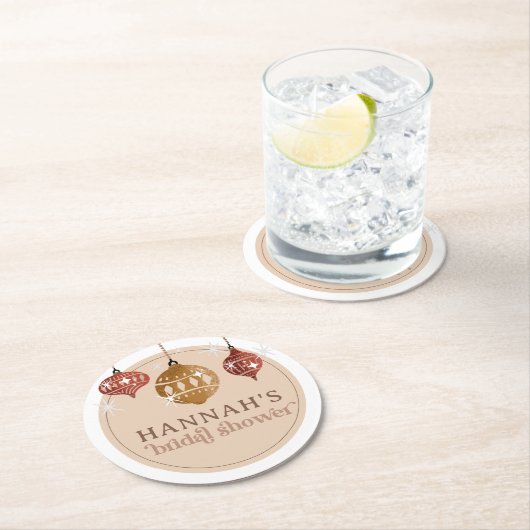 Retro Boho Christmas Bauble Ornament Brautparty Runder Pappuntersetzer (Vor Ort)