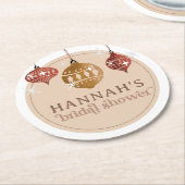 Retro Boho Christmas Bauble Ornament Brautparty Runder Pappuntersetzer (Angewinkelt)