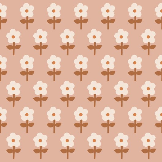 Retro Boho Curtain Brown Green Floral Vibes Duschvorhang