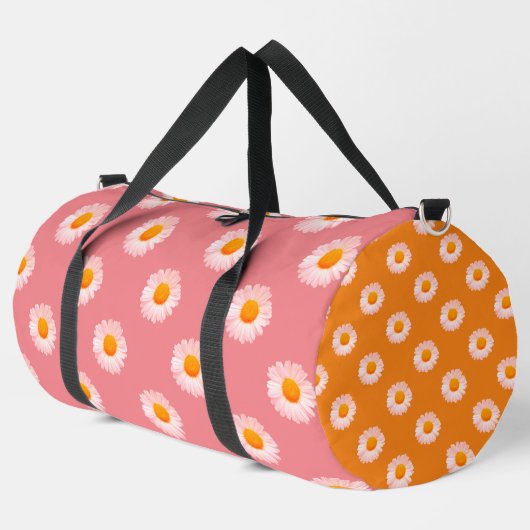 Retro Boho Daisies Groovy Daisy Blume Power Groß Duffle Bag (Linke Ecke)