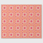 Retro Boho Daisy Floral Peach Wedding Monogram Geschenkpapier (Flach)