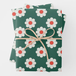 Retro Boho Daisy Holiday Gift Geschenkpapier Set