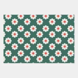 Retro Boho Daisy Holiday Gift Geschenkpapier Set