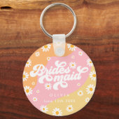 Retro Boho Daisy Personalisiert Bridesmaid Gift Schlüsselanhänger (Vorderseite)