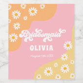 Retro Boho Daisy Personalisiert Bridesmaid Gift Weinetikett (Einzelnes Label)