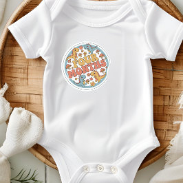 Retro Boho Dinosaur Baby Four Months Milestone Runder Aufkleber