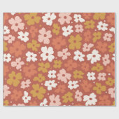 Retro Boho Ditsy Floral Geschenkpapier (Flach)