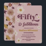 Retro Boho Dusty Pink 50 & Fabulous Geburtstag Einladung<br><div class="desc">Retro Boho Dusty Pink Floral 50 & Fabulous Geburtstag Design. Wenn Sie gewollt haben,  die Textfarben zu ändern,  klicken Sie am Ende der Personalisierungsvorlage auf das Entwurfstool. Matching-Party-Vorräte und -Schreibwaren sind in Lagern erhältlich.</div>