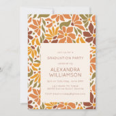 Retro Boho Earthy Botanical Graduation Party Einladung (Vorderseite)