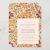 Retro Boho Earthy Botanical Graduation Party Einladung (Vorne/Hinten)