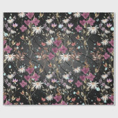 Retro Boho Elegante Wildblumen Geschenkpapier (Flach)