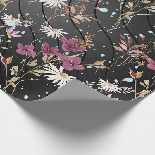 Retro Boho Elegante Wildblumen Geschenkpapier (Ecke)